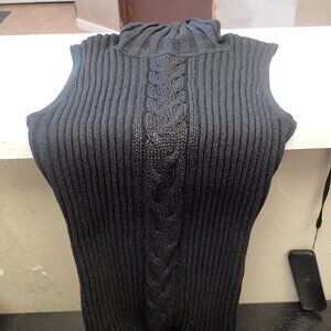 Star City Womens Sleeveless Black Sparkly Turtleneck Sweater Size Large